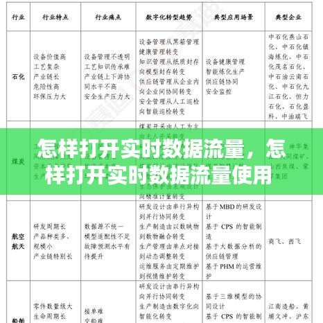 怎样打开实时数据流量，怎样打开实时数据流量使用 