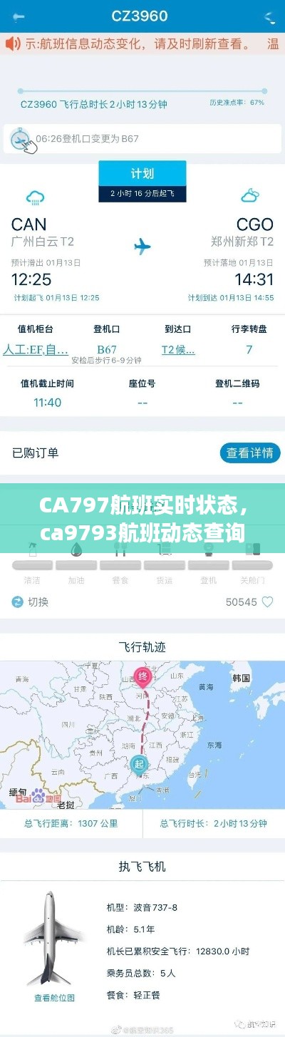 CA797航班实时状态，ca9793航班动态查询 