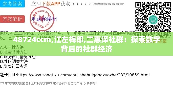 48724ccm,江左梅郎,二惠泽社群：探索数字背后的社群经济