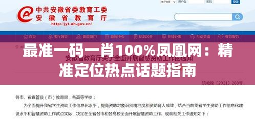 最准一码一肖100%凤凰网：精准定位热点话题指南