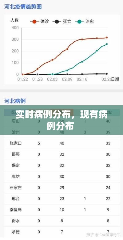实时病例分布，现有病例分布 