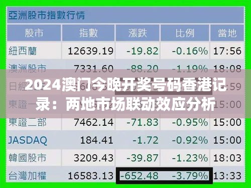 2024澳门今晚开奖号码香港记录：两地市场联动效应分析