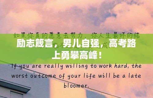 励志箴言，男儿自强，高考路上勇攀高峰！
