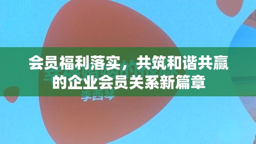 会员福利落实，共筑和谐共赢的企业会员关系新篇章